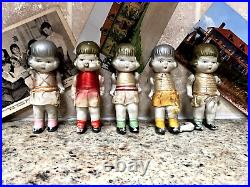 Antique Dionne Quintuplets Bisque Porcelain Dolls 4 Tall With Post Cards (69)