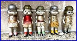 Antique Dionne Quintuplets Bisque Porcelain Dolls 4 Tall With Post Cards (69)
