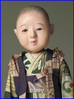 Antique Ichimatsu Boy Gofun Doll Japanese In Silk Layered Kimono