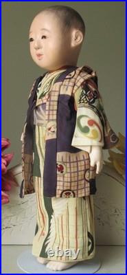 Antique Ichimatsu Boy Gofun Doll Japanese In Silk Layered Kimono