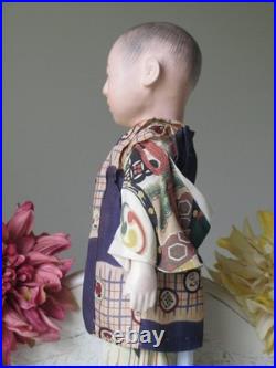 Antique Ichimatsu Boy Gofun Doll Japanese In Silk Layered Kimono