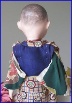 Antique Ichimatsu Boy Gofun Doll Japanese In Silk Layered Kimono