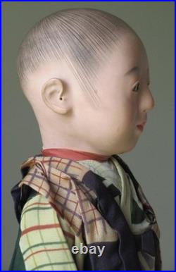 Antique Ichimatsu Boy Gofun Doll Japanese In Silk Layered Kimono