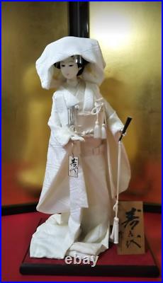 Antique Japanese Doll Bride in Kimono 17 on wooden base BEAUTIFUL vintage