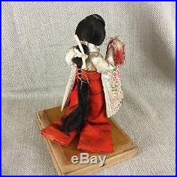 Antique Japanese Doll Figure Geisha & Dog shih tzu Puppy Vintage