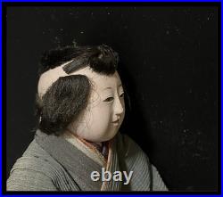 Antique Japanese Mitsuore Three-Jointed Gosho Doll Edo Period Gofun Glass Eyes