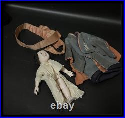Antique Japanese Mitsuore Three-Jointed Gosho Doll Edo Period Gofun Glass Eyes