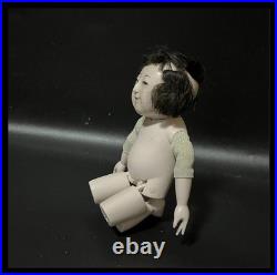 Antique Japanese Mitsuore Three-Jointed Gosho Doll Edo Period Gofun Glass Eyes