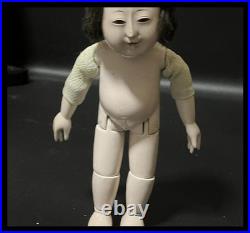 Antique Japanese Mitsuore Three-Jointed Gosho Doll Edo Period Gofun Glass Eyes