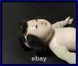 Antique Japanese Mitsuore Three-Jointed Gosho Doll Edo Period Gofun Glass Eyes