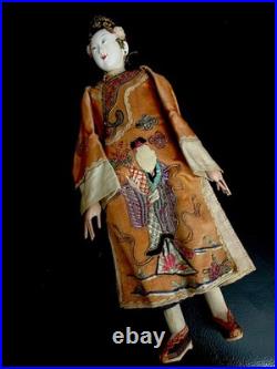 Antique Japanese Porcelain And Silk Opera Doll 1890