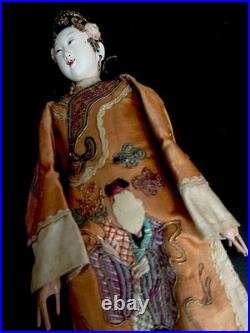 Antique Japanese Porcelain And Silk Opera Doll 1890
