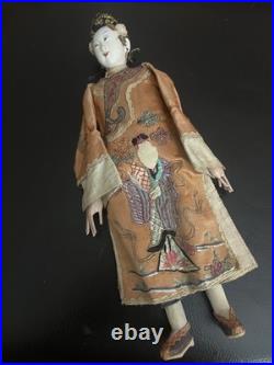 Antique Japanese Porcelain And Silk Opera Doll 1890