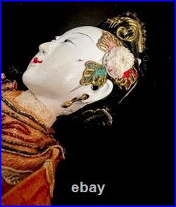 Antique Japanese Porcelain And Silk Opera Doll 1890