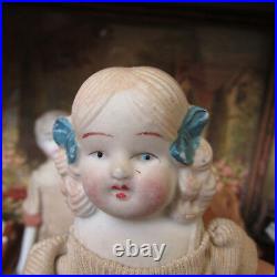 Antique Victorian HERTWIG CHINA HEAD DOLL LOT Bisque Boy Girl Pair 1800s Toy