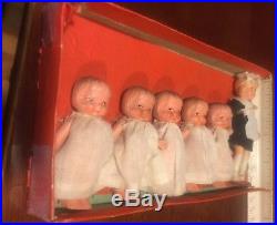 Antique Vintage Early Dionne Quintuplet Dolls And Nurse JapaN BisqueJointed Arms