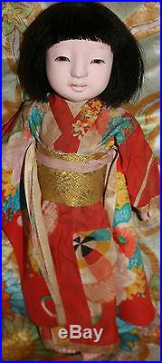 Antique Vintage Japanese Itchimatsu Collectors Doll Oriental Costume Composition