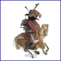 Antique Vintage Japanese Samurai Gofun Male Doll Horse Meiji Musha Warrior As Is