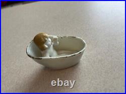 Antique Vintage Porcelain Japan Bisque Miniature Baby Child Bathtub Doll Set