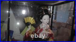 Asian doll japanese japan woman kimono fan hand made vintage