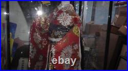 Asian doll japanese japan woman kimono fan hand made vintage