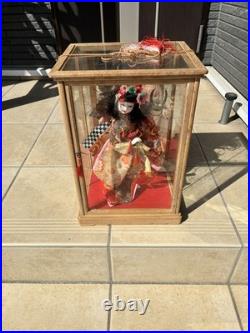 Authentic Vintage Japanese Dancing Doll With Samurai Helmet +Display Glass Case