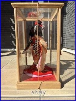 Authentic Vintage Japanese Dancing Doll With Samurai Helmet +Display Glass Case