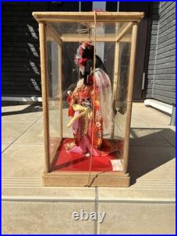 Authentic Vintage Japanese Dancing Doll With Samurai Helmet +Display Glass Case