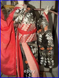 Authentic Vintage Japanese Geisha Doll + 21 Display Glass Case + Accessories