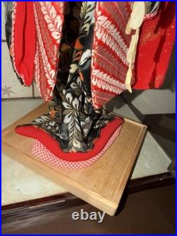 Authentic Vintage Japanese Geisha Doll + 21 Display Glass Case + Accessories