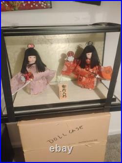 Authentic Vintage Japanese Geisha Doll + Display Glass Case + Accessories