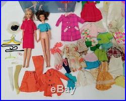 Barbie, Francie & Skipper Doll Trunk 1965 withDolls & Vintage Clothes Japan