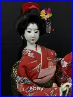 Beautiful Geisha Doll Japanese Collectible Doll Gofun Red Kimono DOLL Vintage18