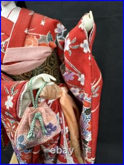Beautiful Geisha Doll Japanese Collectible Doll Gofun Red Kimono DOLL Vintage18
