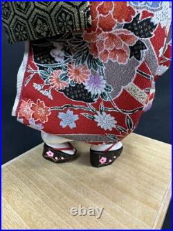 Beautiful Geisha Doll Japanese Collectible Doll Gofun Red Kimono DOLL Vintage18