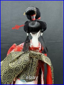 Beautiful Geisha Doll Japanese Collectible Doll Gofun Red Kimono DOLL Vintage18