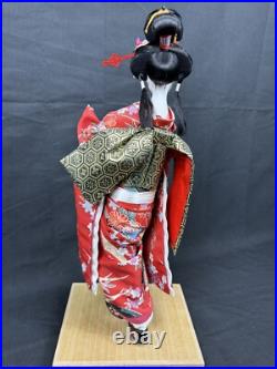 Beautiful Geisha Doll Japanese Collectible Doll Gofun Red Kimono DOLL Vintage18