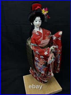 Beautiful Geisha Doll Japanese Collectible Doll Gofun Red Kimono DOLL Vintage18