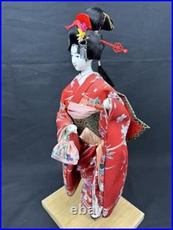 Beautiful Geisha Doll Japanese Collectible Doll Gofun Red Kimono DOLL Vintage18