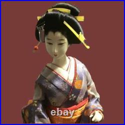 Beautiful Japanese GEISHA Doll Collectible Doll Floral Kimono Blue Japan Vintage