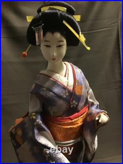 Beautiful Japanese GEISHA Doll Collectible Doll Floral Kimono Blue Japan Vintage Beautiful Japanese GEISHA Doll Collectible Doll Floral Kimono Blue Japan Vintage
