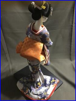 Beautiful Japanese GEISHA Doll Collectible Doll Floral Kimono Blue Japan Vintage