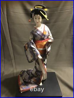 Beautiful Japanese GEISHA Doll Collectible Doll Floral Kimono Blue Japan Vintage