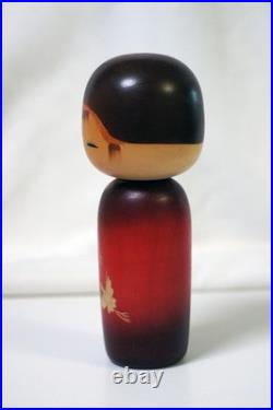 Beautiful Kokeshi Japanese Doll Red Kimono with 2 Flying Birds Vintage Japan