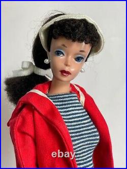 Beautiful Vintage #4 Solid Body Brunette Ponytail Barbie in #963 Resort Set