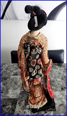 Beautiful Vintage Japanese Geisha Maiko Doll Red Kimono Handmade Ornate Figurine