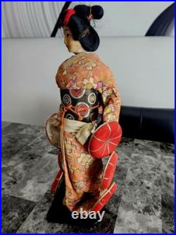 Beautiful Vintage Japanese Geisha Maiko Doll Red Kimono Handmade Ornate Figurine