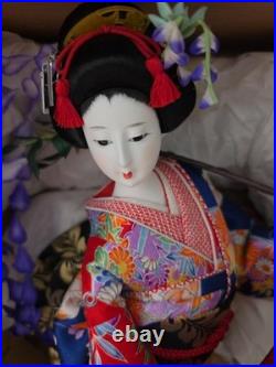 Beautiful Vintage Japanese Oyama Ningyo Fuji Musume (Wisteria Maiden) Display