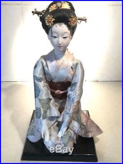 Beautiful Vintage Japanese Porcelain Doll Glass Eyes Silk Kimono Real Hair