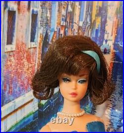 Beautiful Vintage Mattel Barbie Doll Side Part American Girl Brunette Hair Wig